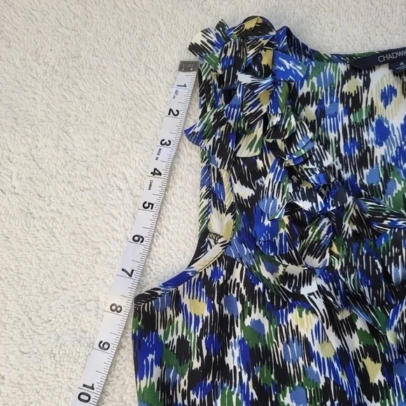 Chadwicks Sleeveless Blue and Green Summer Top Women's Size 4 - Picture 6 of 7